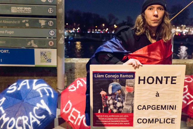 Manifestation contre les débordements de l'ICE à Paris le 28 janvier. Eric Broncard / Hans Lucas via AFP